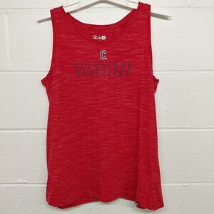 Cleveland Indians Tank Top OPEN BACK Women's LARGE Red MLB Baseball New Era Logo